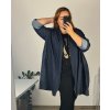 Cardigan dlouhý rukáv dámský nadrozměr (54/56 ONE SIZE) ITALSKÁ MÓDA IMSM24ROMA/DU (Velikost 54/56, Barva tmavě modrá)