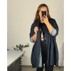 Cardigan dlouhý rukáv dámský nadrozměr (54/56 ONE SIZE) ITALSKÁ MÓDA IMSM24ROMA/DU (Velikost 54/56, Barva tmavě modrá)