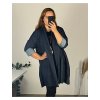 Cardigan dlouhý rukáv dámský nadrozměr (54/56 ONE SIZE) ITALSKÁ MÓDA IMSM24ROMA/DU (Velikost 54/56, Barva tmavě modrá)