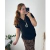 Tunika halenka krátký rukáv dámská nadrozměr  (50/52 ONE SIZE) ITALSKÁ MÓDA IMD24NECKLES/DU
