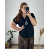 Tunika halenka krátký rukáv dámská nadrozměr  (50/52 ONE SIZE) ITALSKÁ MÓDA IMD24NECKLES/DU