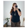 Tunika halenka krátký rukáv dámská nadrozměr  (50/52 ONE SIZE) ITALSKÁ MÓDA IMD24NECKLES/DU