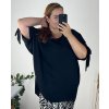 Tunika 3/4 rukáv dámská nadrozměr (56/58 ONE SIZE) ITALSKÁ MÓDA IMD24BETANY/DU (Velikost 56/58, Barva Černá)