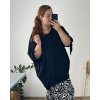 Tunika 3/4 rukáv dámská nadrozměr (56/58 ONE SIZE) ITALSKÁ MÓDA IMD24BETANY/DU (Velikost 56/58, Barva Černá)