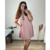 Šaty s přívěskem krátký rukáv dámské nadrozměr (50/52 ONE SIZE) ITALSKÁ MÓDA IM424081/DU (Velikost 50/52, Barva růžová starorůžová)