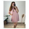 Šaty s přívěskem krátký rukáv dámské nadrozměr (50/52 ONE SIZE) ITALSKÁ MÓDA IM424081/DU (Velikost 50/52, Barva růžová starorůžová)