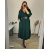 Šaty elegantní dlouhý rukáv dámské nadrozměr (56/58 ONE SIZE) ITALSKá MóDA IM424MARIONA/DU (Velikost 56/58, Barva tmavě petrolejová)