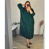 Šaty elegantní dlouhý rukáv dámské nadrozměr (56/58 ONE SIZE) ITALSKá MóDA IM424MARIONA/DU (Velikost 56/58, Barva tmavě petrolejová)