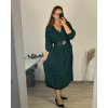 Šaty elegantní dlouhý rukáv dámské nadrozměr (56/58 ONE SIZE) ITALSKá MóDA IM424MARIONA/DU (Velikost 56/58, Barva tmavě petrolejová)