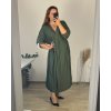 Šaty elegantní dlouhý rukáv dámské nadrozměr (56/58 ONE SIZE) ITALSKá MóDA IM424MARIONA/DU (Velikost 56/58, Barva tmavě petrolejová)