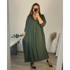Šaty elegantní dlouhý rukáv dámské nadrozměr (56/58 ONE SIZE) ITALSKá MóDA IM424MARIONA/DU (Velikost 56/58, Barva tmavě petrolejová)