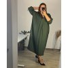 Šaty elegantní dlouhý rukáv dámské nadrozměr (56/58 ONE SIZE) ITALSKá MóDA IM424MARIONA/DU (Velikost 56/58, Barva tmavě petrolejová)