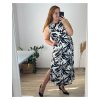 Šaty dlouhé letní bez rukávu dámské nadrozměr (46/48/50 ONE SIZE) ITALSKÁ MÓDA IMWEC24165-4/DUR (Velikost 48/50, Barva Černo-bílá)