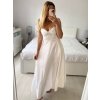 Šaty dlouhé letní na ramínka dámské (S/M ONE SIZE) ITALSKÁ MÓDA IMM24M33330/DU (Velikost S/M, Barva bílá)