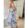Šaty dlouhé košilové krátký rukáv dámské LIVIA (S/M/L ONE SIZE) ITALSKÁ MÓDA IMWGB24042S-1/DUR (Velikost M/L, Barva modrá)