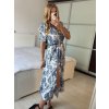 Šaty dlouhé košilové krátký rukáv dámské LIVIA (S/M/L ONE SIZE) ITALSKÁ MÓDA IMWGB24042S-1/DUR (Velikost M/L, Barva modrá)