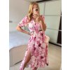 Šaty dlouhé košilové krátký rukáv dámské LIVIA (S/M/L ONE SIZE) ITALSKÁ MÓDA IMWGB24042S-2/DUR (Velikost M/L, Barva růžová)