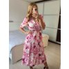 Šaty dlouhé košilové krátký rukáv dámské LIVIA (S/M/L ONE SIZE) ITALSKÁ MÓDA IMWGB24042S-2/DUR (Velikost M/L, Barva růžová)