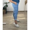 Kalhoty strečové s páskem dámské nadrozměr (48/50 ONE SIZE) ITALSKÁ MÓDA IM424597/DUR (Velikost 48/50, Barva světle modrá)