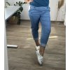 Kalhoty strečové s páskem dámské nadrozměr (48/50 ONE SIZE) ITALSKÁ MÓDA IM424597/DUR (Velikost 48/50, Barva světle modrá)