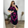 Šaty dlouhé volnočasové krátký rukáv dámské nadrozměr ( M-4XL) ITALSKÁ MÓDA HAG24Y66/DUR (Velikost 3XL/4XL, Barva Černá)
