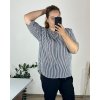 Tunika košilová krátký rukáv dámská nadrozměr (50/52 ONE SIZE) ITALSKá MODA IMSM24LEXI/DUR (Velikost 50/52, Barva modrá)