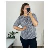 Tunika košilová krátký rukáv dámská nadrozměr (50/52 ONE SIZE) ITALSKá MODA IMSM24LEXI/DUR (Velikost 50/52, Barva modrá)