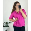 Tunika krátký rukáv dámská nadrozměr (48/50 ONE SIZE) ITALSKÁ MÓDA IM724FRANCESCA/DU (Velikost 48/50, Barva tmavě růžová)