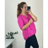 Tunika krátký rukáv dámská nadrozměr (48/50 ONE SIZE) ITALSKÁ MÓDA IM724FRANCESCA/DU (Velikost 48/50, Barva tmavě růžová)