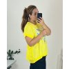 Tričko krátký rukáv dámské nadrozměr (50/52 ONE SIZE) ITALSKÁ MÓDA IMSM24SUMMER-1/DU (Velikost 50/52, Barva žlutá)