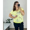 Tričko krátký rukáv dámské nadrozměr (50/52 ONE SIZE) ITALSKÁ MÓDA IMSM24SUMMER-4/DU (Velikost 50/52, Barva žlutá)