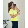 Tričko krátký rukáv dámské nadrozměr (50/52 ONE SIZE) ITALSKÁ MÓDA IMSM24SUMMER-4/DU (Velikost 50/52, Barva žlutá)