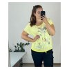 Tričko krátký rukáv dámské nadrozměr (50/52 ONE SIZE) ITALSKÁ MÓDA IMSM24SUMMER-4/DU (Velikost 50/52, Barva žlutá)