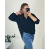 Košile mušelinová dlouhý rukáv dámská nadrozměr (50/52 ONE SIZE) ITALSKÁ MÓDA IMWGS24537/DUR (Velikost 50/52, Barva Černá)