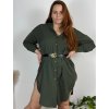 Šaty košilové dlouhý rukáv dámské nadrozměr (48/50 ONE SIZE) ITALSKÁ MÓDA IMPBB24F2713/DR (Velikost 48/50, Barva světle modrá)
