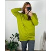 Tunika prodloužená dlouhý rukáv dámská nadrozměr (56/58 ONE SIZE) ITALSKÁ MÓDA IMC24394/DU (Velikost 56/58, Barva zelená)