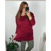 Svetr prodloužený dlouhý rukáv dámský nadrozměr (50/52 ONE SIZE) ITALSKÁ MÓDA IM424RIMINA/DU (Velikost 50/52, Barva vínová)