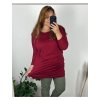 Svetr prodloužený dlouhý rukáv dámský nadrozměr (50/52 ONE SIZE) ITALSKÁ MÓDA IM424RIMINA/DU (Velikost 50/52, Barva vínová)