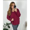 Svetr dlouhý rukáv dámské nadrozměr (56/58 ONE SIZE) ITALSKÁ MÓDA IM424552/DU (Velikost 56/58, Barva vínová)