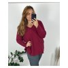 Svetr dlouhý rukáv dámské nadrozměr (56/58 ONE SIZE) ITALSKÁ MÓDA IM424552/DU (Velikost 56/58, Barva vínová)