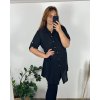 Šaty košile prodloužená 3/4 dlouhý rukáv dámské nadrozměr (52/54 onesize) ITALSKÁ MODA  IM424KIRA/DR (Velikost 52/54, Barva Černá)