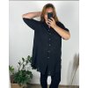 Šaty košile prodloužená 3/4 dlouhý rukáv dámské nadrozměr (52/54 onesize) ITALSKÁ MODA  IM424KIRA/DR (Velikost 52/54, Barva Černá)