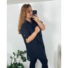 Šaty košile prodloužená 3/4 dlouhý rukáv dámské nadrozměr (52/54 onesize) ITALSKÁ MODA  IM424KIRA/DR (Velikost 52/54, Barva Černá)