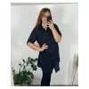Šaty košile prodloužená 3/4 dlouhý rukáv dámské nadrozměr (52/54 onesize) ITALSKÁ MODA  IM424KIRA/DR (Velikost 52/54, Barva Černá)
