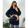 Mikina teplá s kapucí dlouhý rukáv dámská (56/58 ONE SIZE) ITALSKÁ MÓDA IMD22722/DR (Velikost 56/58, Barva Černá)