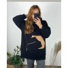 Mikina teplá s kapucí dlouhý rukáv dámská (56/58 ONE SIZE) ITALSKÁ MÓDA IMD22722/DR (Velikost 56/58, Barva Černá)