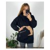 Mikina teplá s kapucí dlouhý rukáv dámská (56/58 ONE SIZE) ITALSKÁ MÓDA IMD22722/DR (Velikost 56/58, Barva Černá)
