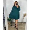 Šaty volnočasové dlouhý rukáv dámské nadrozměr (56/58 ONE SIZE) ITALSKá MóDA IM424LAILA/DR (Velikost 56/58, Barva zelená smaragdová)