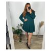 Šaty volnočasové dlouhý rukáv dámské nadrozměr (56/58 ONE SIZE) ITALSKá MóDA IM424LAILA/DR (Velikost 56/58, Barva zelená smaragdová)