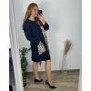 Šaty volnočasové dlouhý rukáv dámské nadrozměr (56/58 ONE SIZE) ITALSKá MóDA IM424524-1/DUR (Velikost 56/58, Barva Černá)